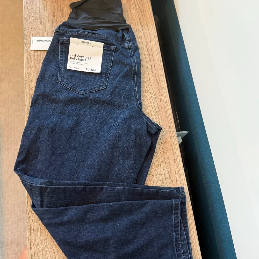 Maternity Jeans - Dark Denim, Ankle, Relaxed Fit, Straight Leg